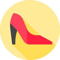 A red high heel shoe with a long shadow vector