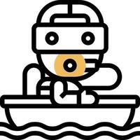 A cartoon man in a boat with a helmet on vector