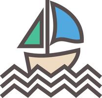A sailboat floating in the ocean with waves vector