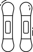 Two snowboards are shown in black and white vector