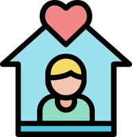 A person inside a house with a heart vector