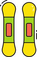 Two snowboards with red and green buttons on them vector