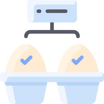 Eggs in a basket with a machine vector