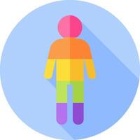 A flat icon of a person with a rainbow colored body vector