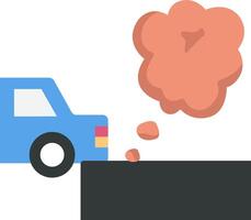 A car is driving over a hill with smoke coming out of the back vector