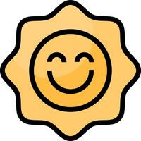 A smiley face icon with a sun in the background vector