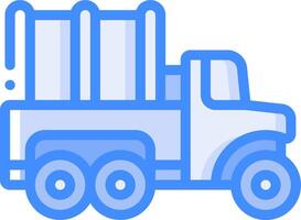 A blue truck with a large container on the back vector