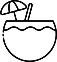 A black and white drawing of a cocktail with an umbrella vector