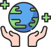 Hands holding a globe with four crosses on it vector