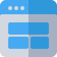A blue and white icon with a square window vector