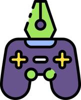 A game controller icon with a green and purple color vector