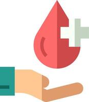 A hand holding a blood drop with a cross on it vector