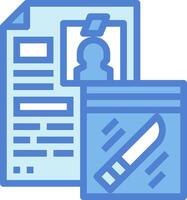 A blue folder with a knife and a paper vector