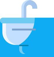 A blue toilet with a handle and a lid vector