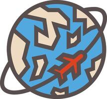 A globe with an airplane flying around it vector