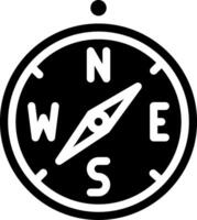 A black and white compass icon on a white background vector
