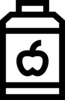 A black and white image of a container with an apple inside vector