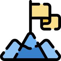 A mountain with a flag on top of it vector