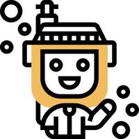 A cartoon man wearing a helmet and holding a bubble wand vector