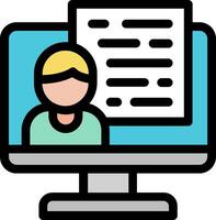 A person is sitting in front of a computer screen vector