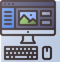 A computer with a keyboard and mouse on it vector