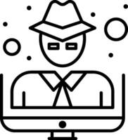 A man in a hat and tie is sitting at a computer vector