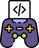 A purple controller with a computer on it vector