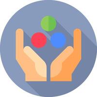 Hands holding colorful spheres in a flat design vector