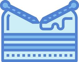 A blue and white icon of a box with a zipper vector