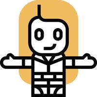 A robot with arms outstretched and a yellow background vector