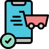 A shopping cart icon with a phone and a check mark vector