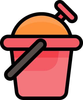 A red bucket with a handle and a handle vector