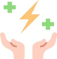Two hands holding a lightning bolt and a cross vector