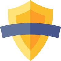 A shield with a blue ribbon on it vector