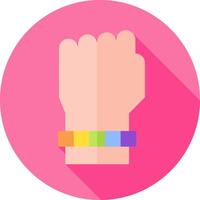 A pink circle with a rainbow bracelet on it vector