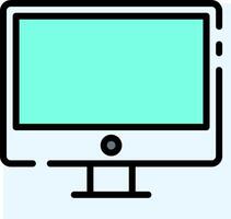 A computer monitor with a green screen on it vector