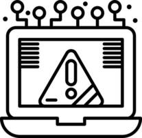 A laptop with a warning icon on it vector