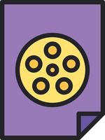 A movie reel icon on a purple background vector
