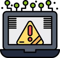 A laptop with a warning sign on it vector