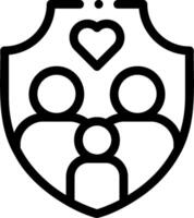 A shield with a heart and two people inside vector