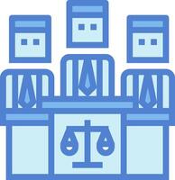 A judge and two lawyers sitting at a desk vector