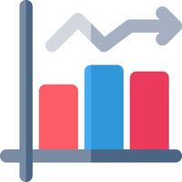 A bar chart with an arrow pointing up vector