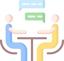Two people sitting at a table with speech bubbles above them vector
