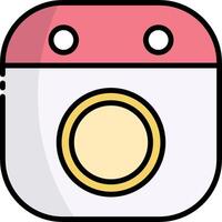 A white and pink square with a yellow button vector