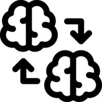 Two brain symbols with arrows pointing to the left and right vector