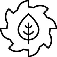 A black and white logo of a leaf in a gear vector