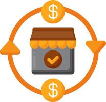A shop with a dollar sign and a check mark vector