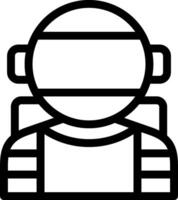 A black and white line icon of a person in a helmet vector