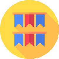 A flat icon of three flags on a yellow background vector
