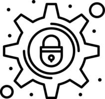 A black and white illustration of a gearwheel with a lock inside vector